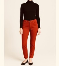 LOFT Red/Orange Corduroy Cotton Stretch Modern Straight Leg Pants Size 27/4P