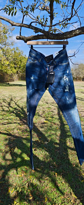 DSQUARED2 Men s Blue Slim Fit Distressed Denim Jeans 5-Pocket Button Fly