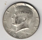 1969 D KENNEDY HALF DOLLAR SILVER .400 UNITED STATES OF AMERICA FIFTY CENTS .50¢