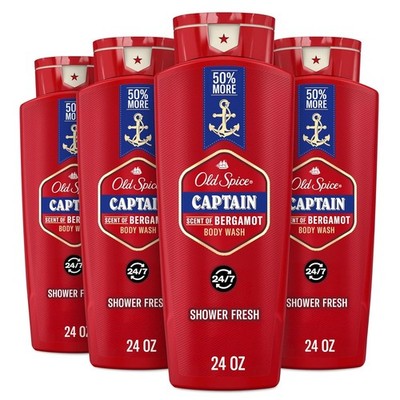 Old Spice Red Collection Body Wash Captain 24 Fl Oz Pack of 4 Bergamot Scent