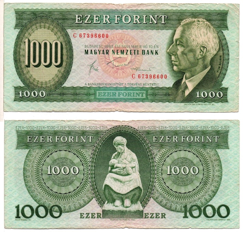 HUNGARY 1000 Forint (10-11-1983) Pick 173b, Fine