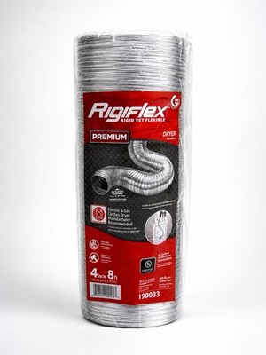 RigiFlex Premium Flexible Aluminum Dryer Duct Hose 4 in x 8 ft UL Certified