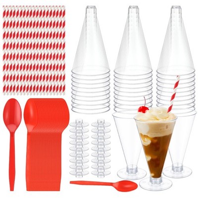 Potchen 120 Pcs Root Beer Cups Floats Disposable one size, clear, red, white