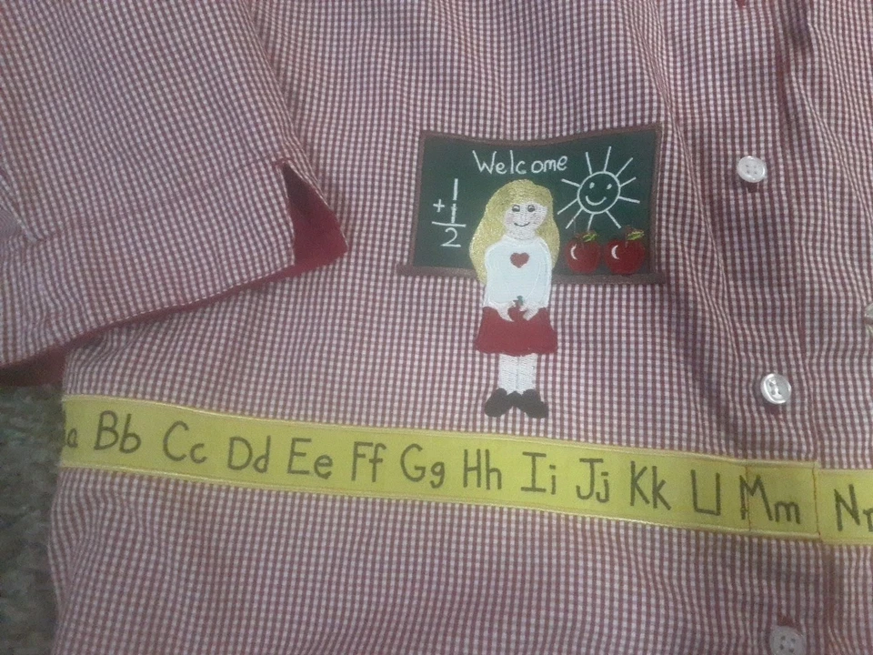 Camisa Top Vintage Bechamel Mediana XL Profesor Escolar Bordada a Cuadros Foto 4 de 4