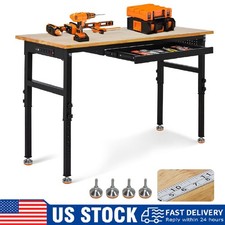60" Heavy Duty Workbench 2000Lbs Adjustable Work Bench w/ Power Outlets  Drawer