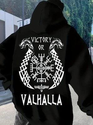 Victory or Valhalla Herren Hoodie Kapuzenpullover Wikinger Streetwear Fashion