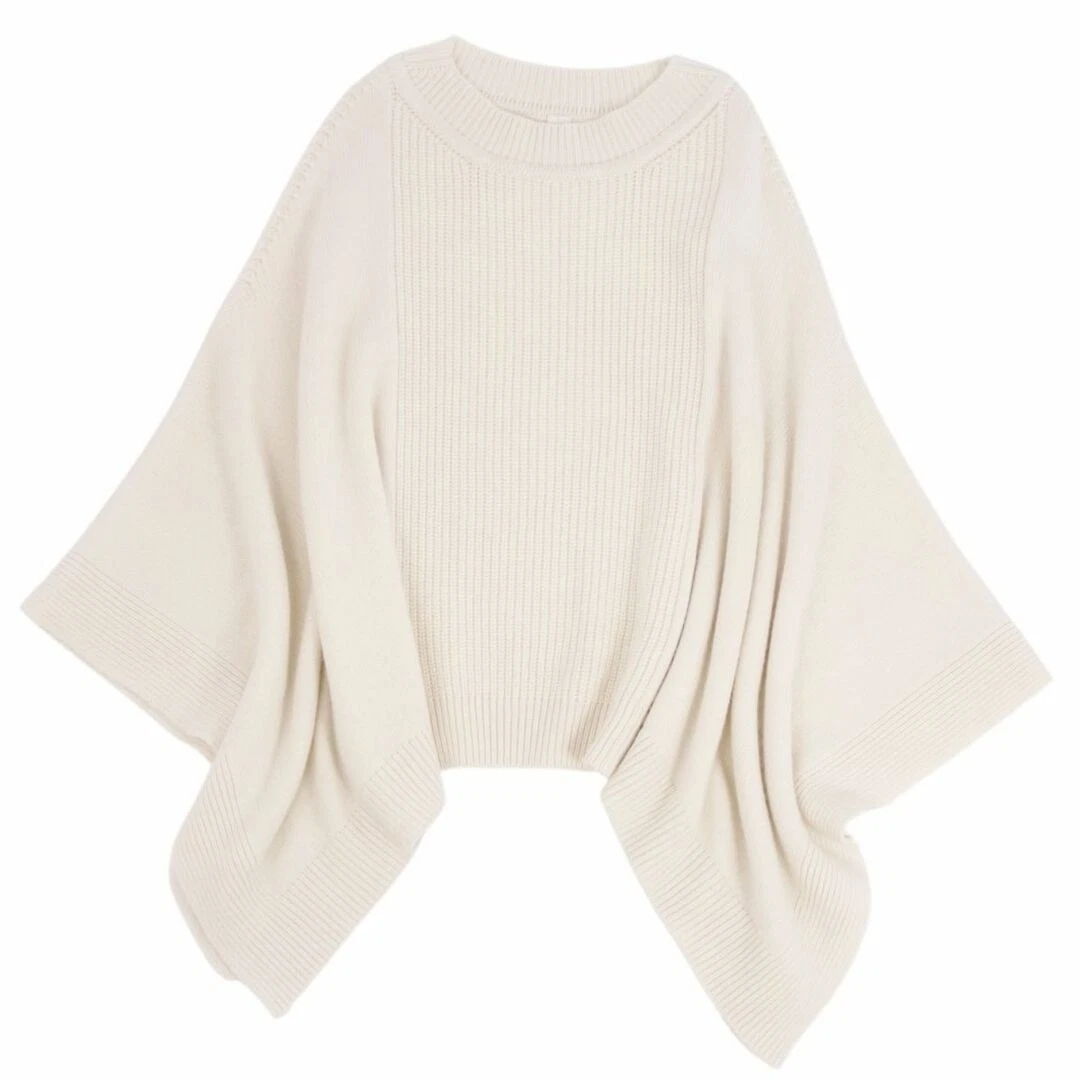 HERMÈS Poncho Hermes 23SS maglia mantello cashmere cotone tinta unita capospalla donna usato0