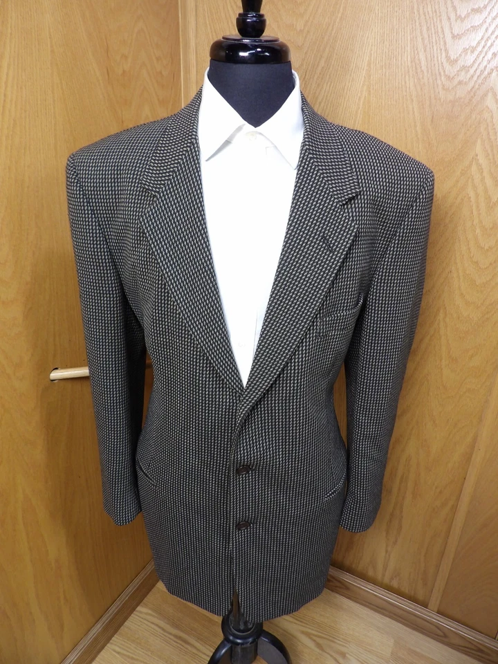 Mens Blazer Sport coat Jacket Pierre Cardin 42r Brown Gold weave Wool Blend SP#8 - Image 2 of 4