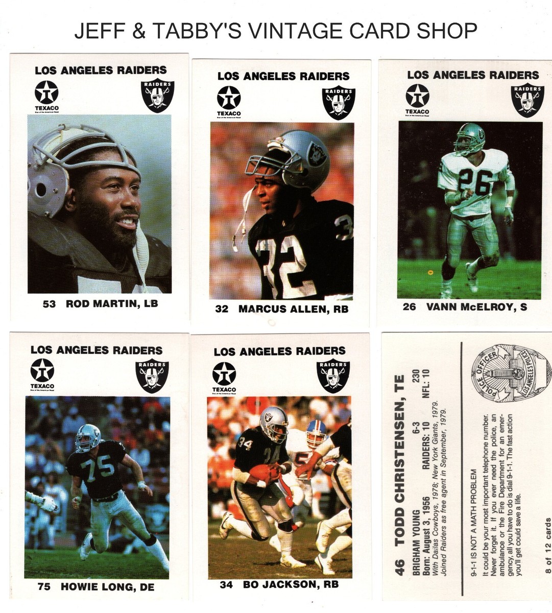 1988 Texaco Los Angeles Raiders Police SEE DROP DOWN MENU 4 CARD U