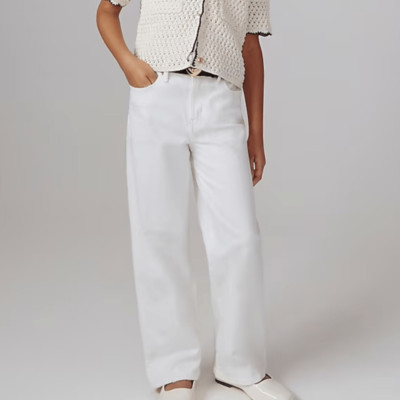 J Crew Crewcuts Girls' slim wide-leg jean in white Size 6
