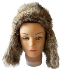 GAP Charcoal Grey Faux Fur Lined Trapper Hat Size Large/XL Winter Warm