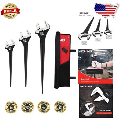 Multi-Size Spud Wrench Set: Adjustable 10in, 12in, 16in Wrenches with Cr-V Steel