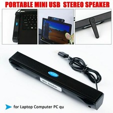 USB Wired Computer Speakers Stereo Sound Bar 3.5mm Jack with Clip for Desktop PC