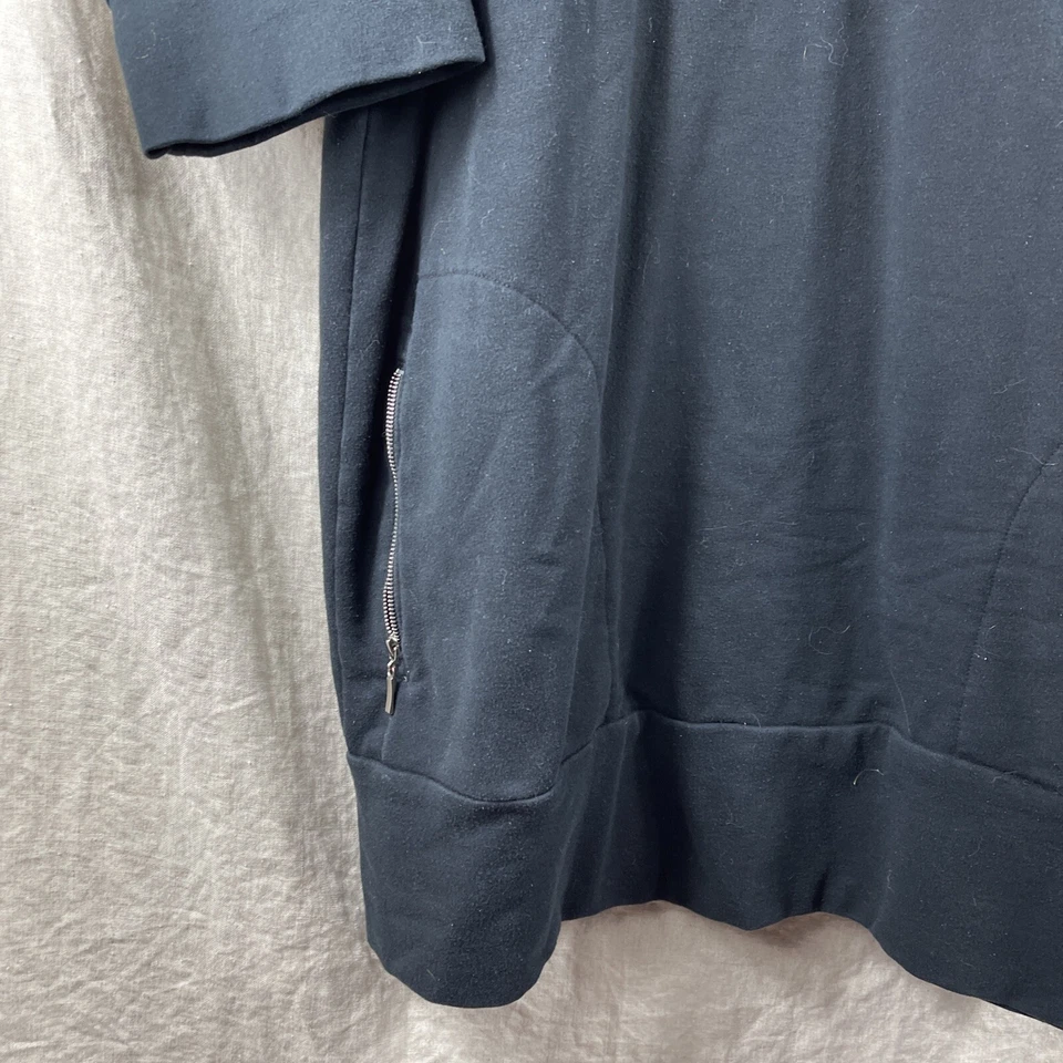 Vestido corto Merona para mujer negro manga 1/2 1/4 cremallera cuello bolsillo talla grande Foto 2 de 4