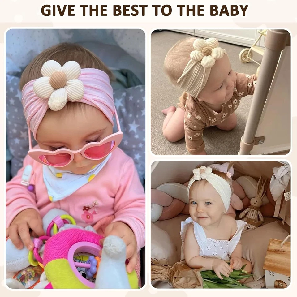 Diademas suaves de nailon para bebés y niñas 3 piezas diademas para el cabello Foto 3 de 4