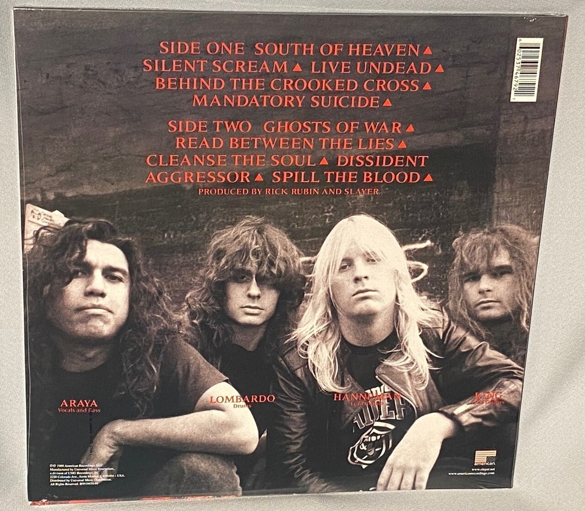 LP SLAYER South Of Heaven (180g VINYL, UNIVERSAL, 2013) NEW MINT
