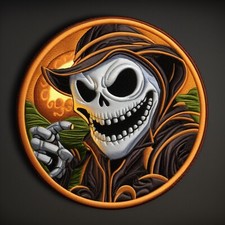 Halloween Patch Iron-on Applique Pumpkin Skeleton Scarecrow Grinning Decorative