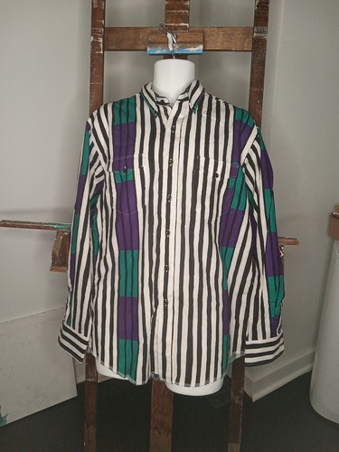 Vintage Wrangler Western  Stripe Cowboy Cut Rare Purple Sz On Tag Look!!