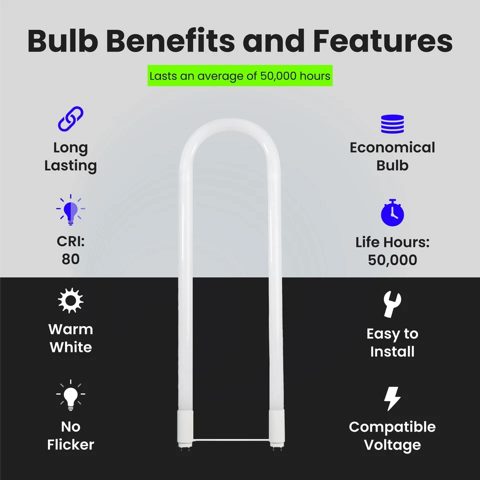 Feit Electric LED 15W T8/T12 U-Bend Direct Replacement or Ballast Bypass Lin... - Image 3 of 4