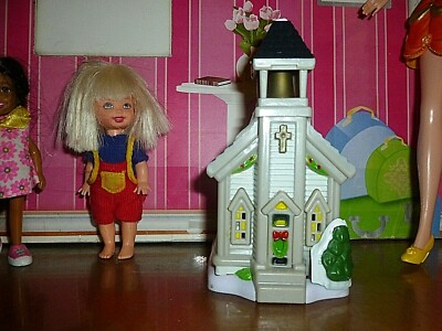 BARBIE KELLY DOLL SIZE TOY DIORAMA MINIATURE DOLLHOUSE CHURCH #3