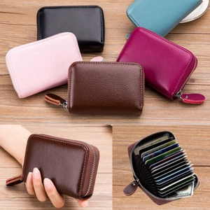 Men Women Wallet Leather Credit Card Holder RFID Blocking Zipper Thin Pocket US