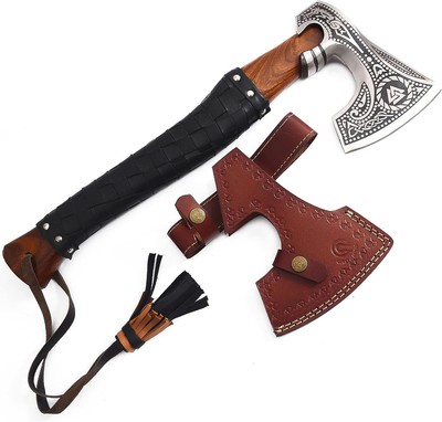 Bearded Axe Hatchet, Rose Wood 18'' Viking Axe Gift for Men