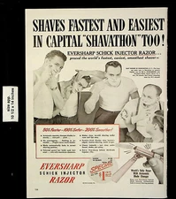 1946 Eversharp Schick Injector Razor Shaving Men Smooth Vintage Print Ad 23958