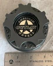 American Outlaw Gloss Gunmetal SHORT Wheel Rim Hub Cover Center Cap BC-893 B C
