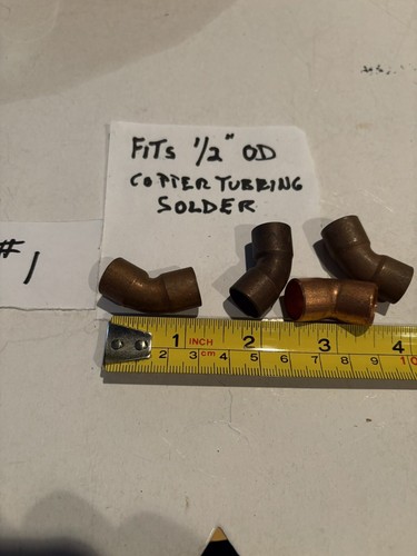 5 Pc 1/2β OD 1/2β 45* elbow Copper Solder Fitting Fits 1/2β OD Copper Nos