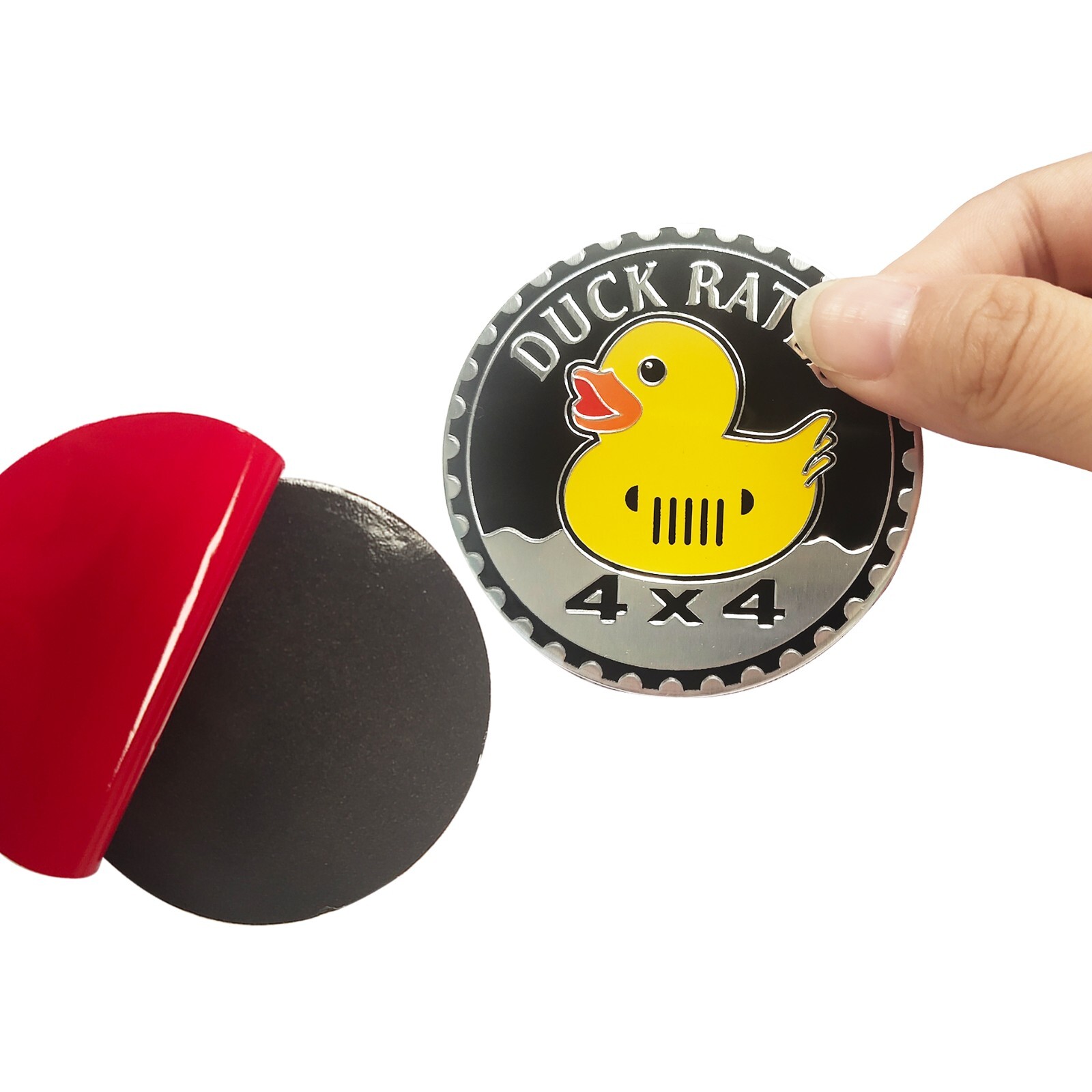 2 PCS 3D Duck Rated 4x4 Fender Door Metal Emblem Badge For Wrangler Cherokee