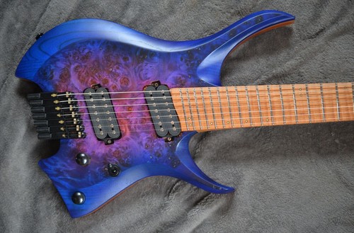 NK guitar 7 Strings Headless Electric Guitar Blue and Purple Color Artistic - Picture 4 of 5