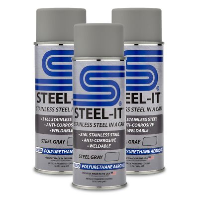	Steel-It Polyurethane 14oz Spray Can 3 Pack 14 Ounce Pack of 3 Steel Gray	