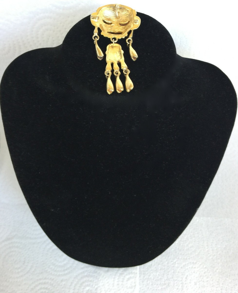 Pendentif Articulé Composite Facetté - Métal Bronze, Années 1980/1990, Occasion