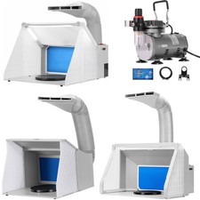 Dual Action Airbrush Compressor Kit w/ Spray Booth Portable Hobby Paint Booth