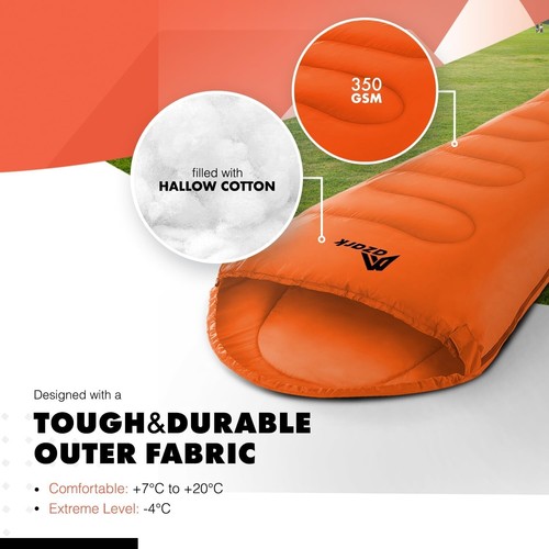 3-4 SEASON SINGLE SLEEPING BAGS CAMPING RECTANGULAR ENVELOPE ZIP UP KIDS ADULT - Picture 17 of 23
