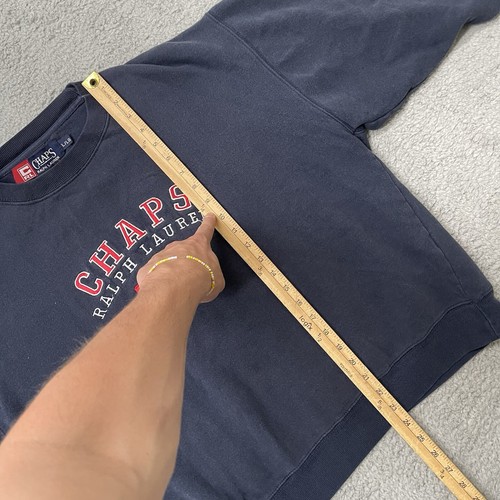 Sudadera CHAPS Ralph Lauren Usada Cuello Redondo Azul Marino Talla L Años 90 De Colección - Imagen 6 de 10