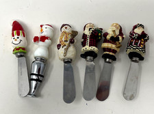 Vintage Christmas Santa Snowman Cheese Butter...