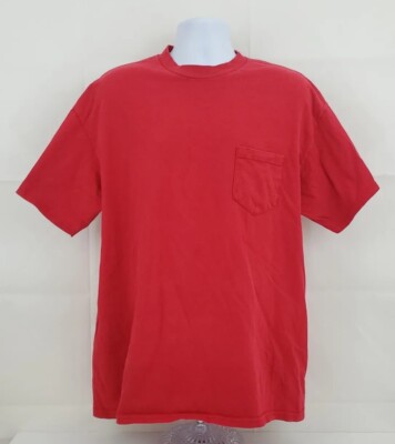 VINTAGE Key Elements Shirt Mens Extra Large Red Blank Pocket 90s Plain Adult A11