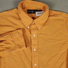 Ralph Lauren Shirt Mens 17 Orange Plaid Extra Silm Fit Dress Button Up 