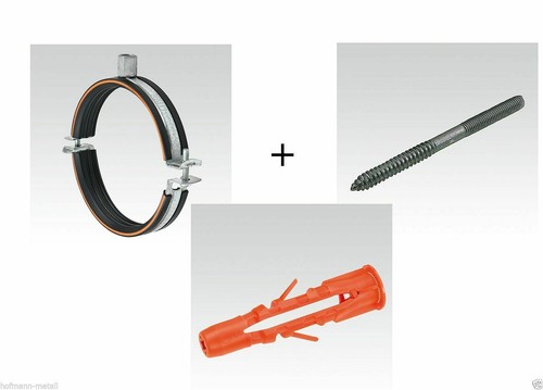 MegaHaustechnik 2-Schrauben-Rohrschellen aus Edelstahl VA Set 5 Stück mit Stockschrauben und MegaHaustechnik 2-Schrauben-Rohrschellen aus Edelstahl VA Set 5 Stück mit Stockschrauben und