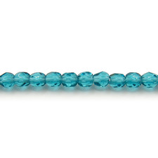 Teal Green Transparent - 50 3mm Faceted Round Fire Polish Czech Glass Beads