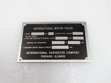 DATA PLATE FITS TO HARVESTER INTERNATIONAL COMPANY 1950-54 #V220-7