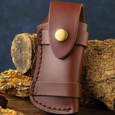 Leather Belt Brass Buckle Folding Knife Sheath Case Pouch for Fixed Blade Sheath