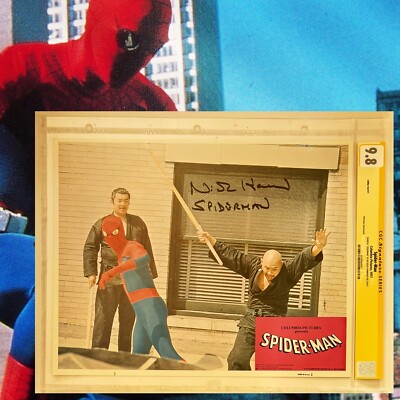CGC 9.8 SS Spider-Man Lobby Card #1 signed by Nicholas Hammond