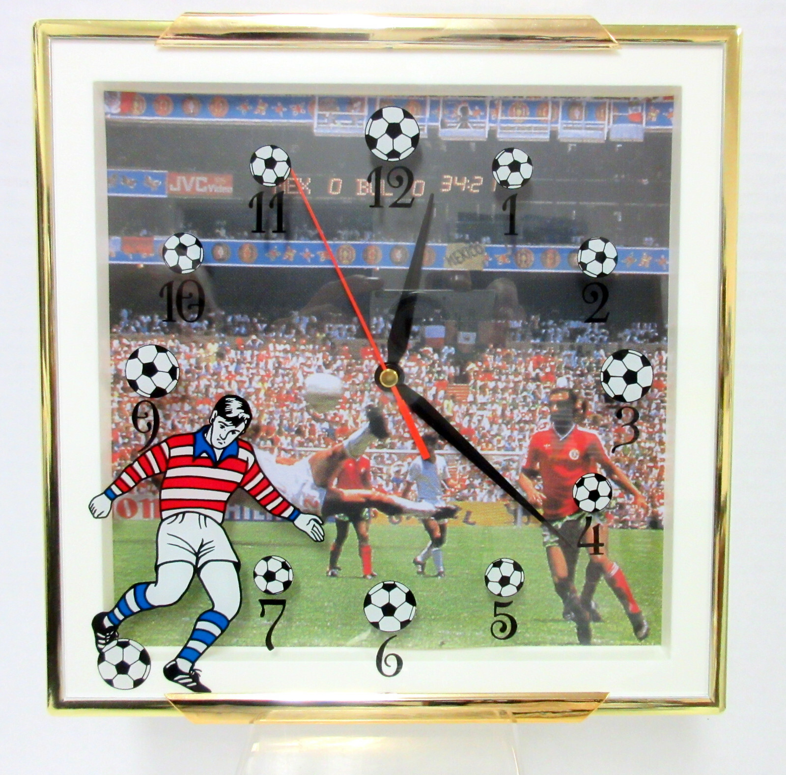 New Soccer Square Quartz Wall Clock 12 Soccer Balls (Football)
