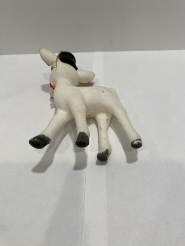 MCM Vintage Christmas Reindeer Ornament Flocked Blue Eyed Top Hat Retro - Picture 8 of 8