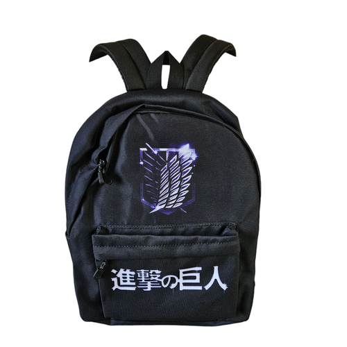 Attack on Titan Graphic Black Backpack Laptop Bag Lightweight Pencil Case 17x13