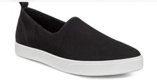Women's ECCO Gillian Slip On Black Leather Comfort Shoes Sz 10/41 Flat Loafers