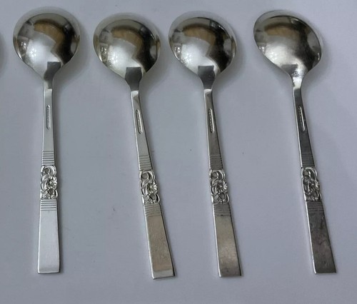 Vintage 4 Oneida Community Silver Plate ONIEDA MORNING STAR Soup Spoons Cutlery - Picture 2 of 6