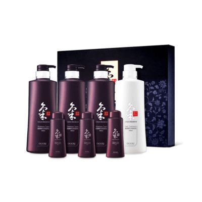 Daeng Gi Meo Ri -Ki Gold Premium Korean Ginseng Herbal 7pc Shampoo/Treatment Set